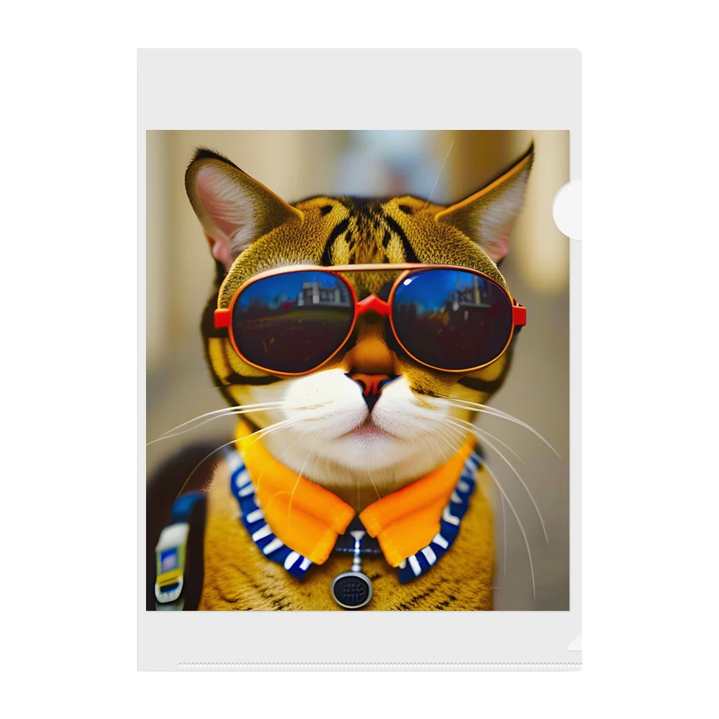 幻想的で創造的の猫にサングラス Clear File Folder