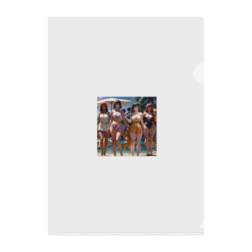 ki1962の浜辺で撮った仲の良い4姉妹のプレミアムグッズ Clear File Folder
