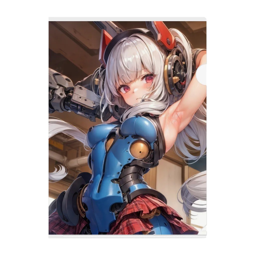 CONV工房公式グッズのメンテナンスを受けるメカ娘 Clear File Folder