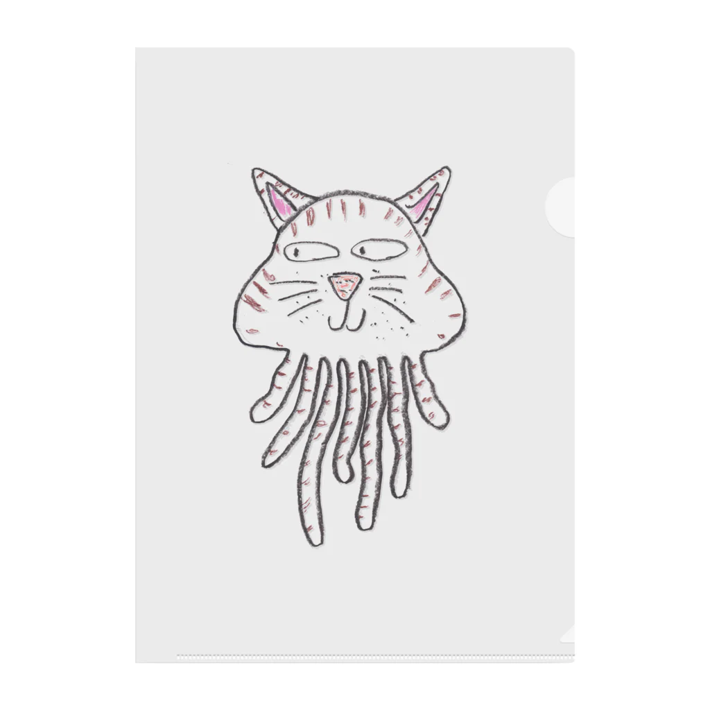 魂響・雪猫（しろねこ）のクラゲねこ Clear File Folder