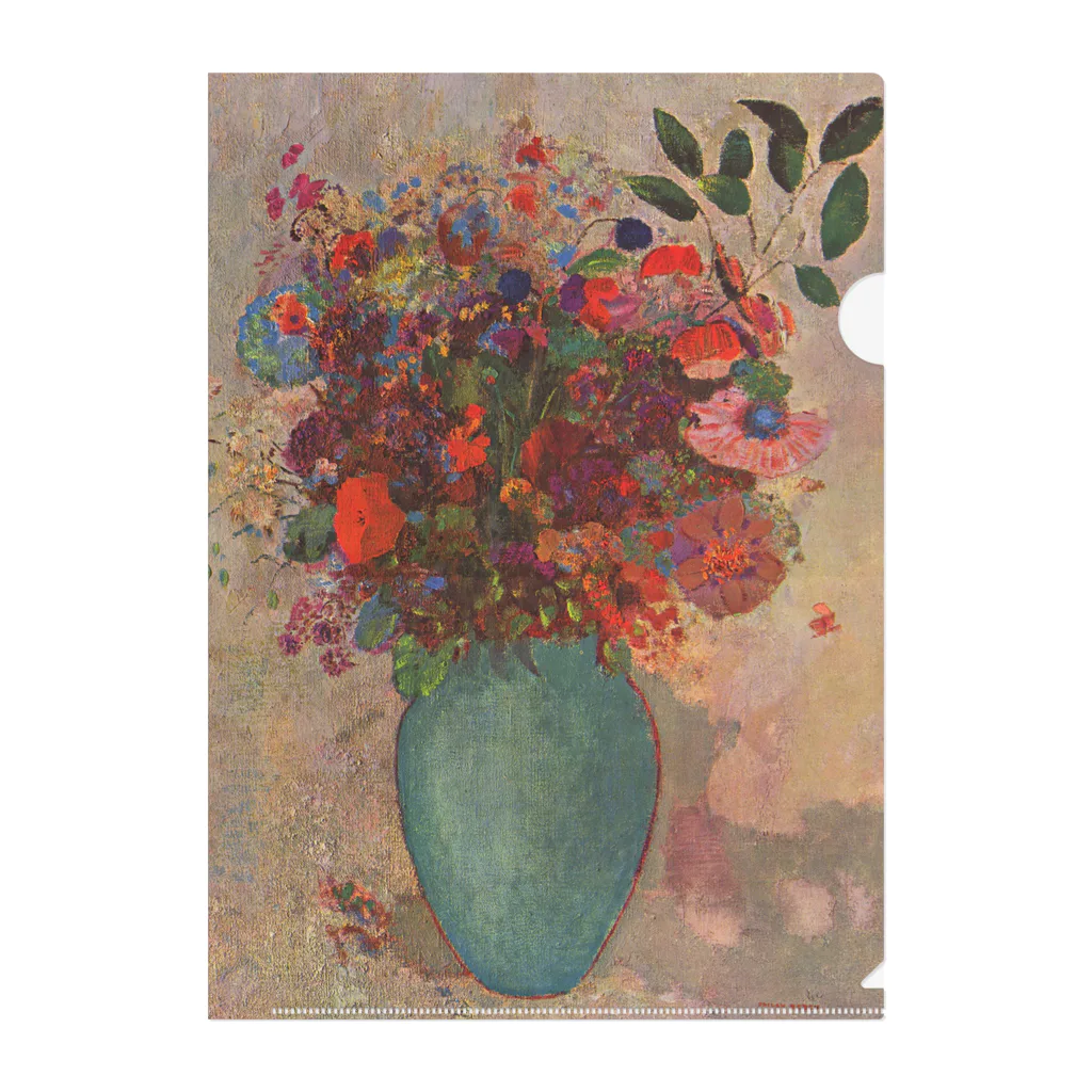 世界美術商店のトルコ石色の花瓶の花 /  The turquoise vase Clear File Folder