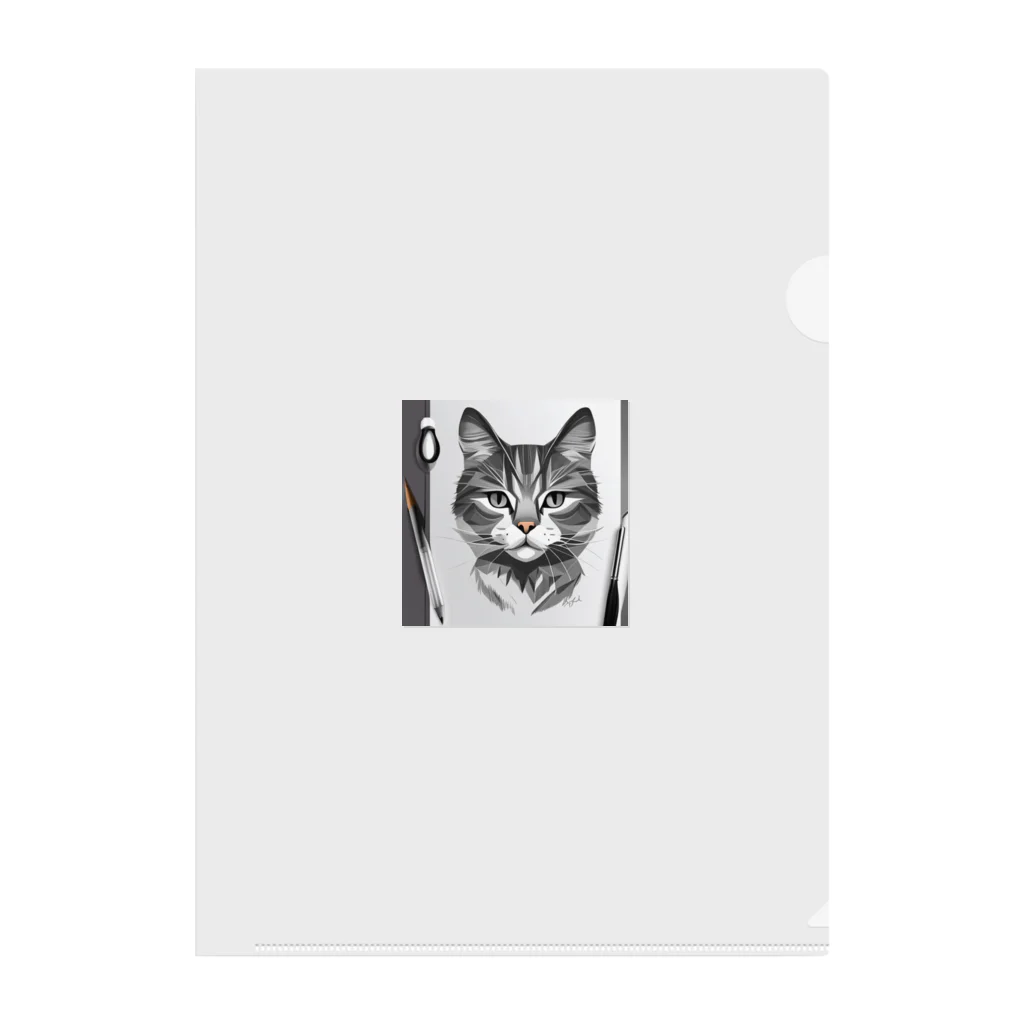 teru8376のイラスト　猫 Clear File Folder