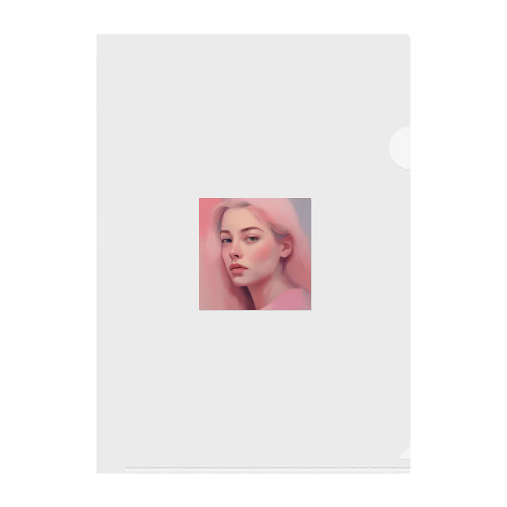 k-famのピンクのチーク美女 Clear File Folder