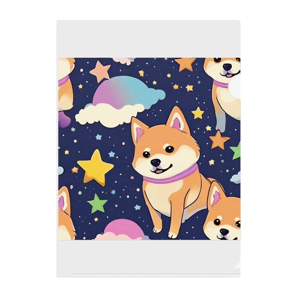 ゆんまるの夜空に柴犬 Clear File Folder