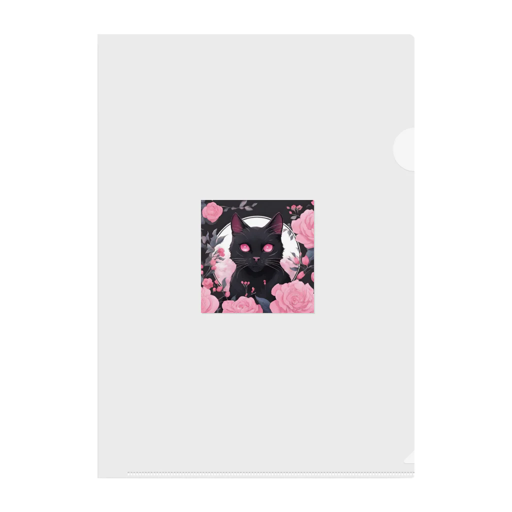 shachashachaの花と黒猫 クリアファイル