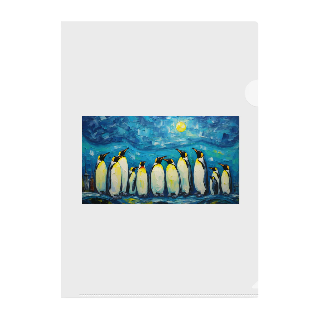 コウテイペンギン至上主義のコウテイペンギンのお月見 Clear File Folder