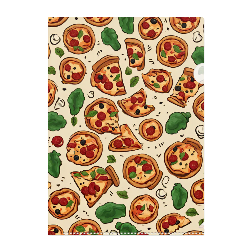 アニマルありまるのpizza plain background illustration クリアファイル