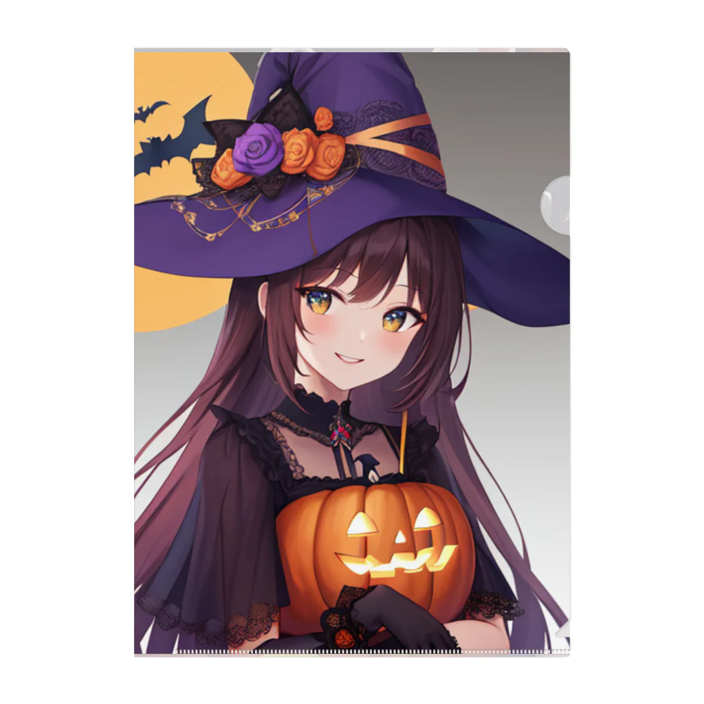 那須モバイル店の魔女っ子　ハロウィン Clear File Folder