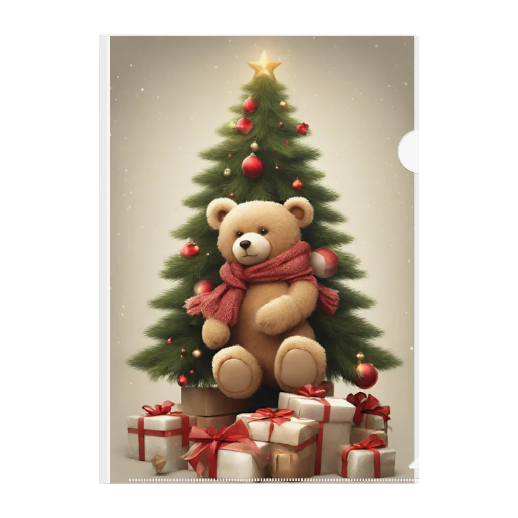 규리shopのクリスマス テディーベアの思い出 Clear File Folder