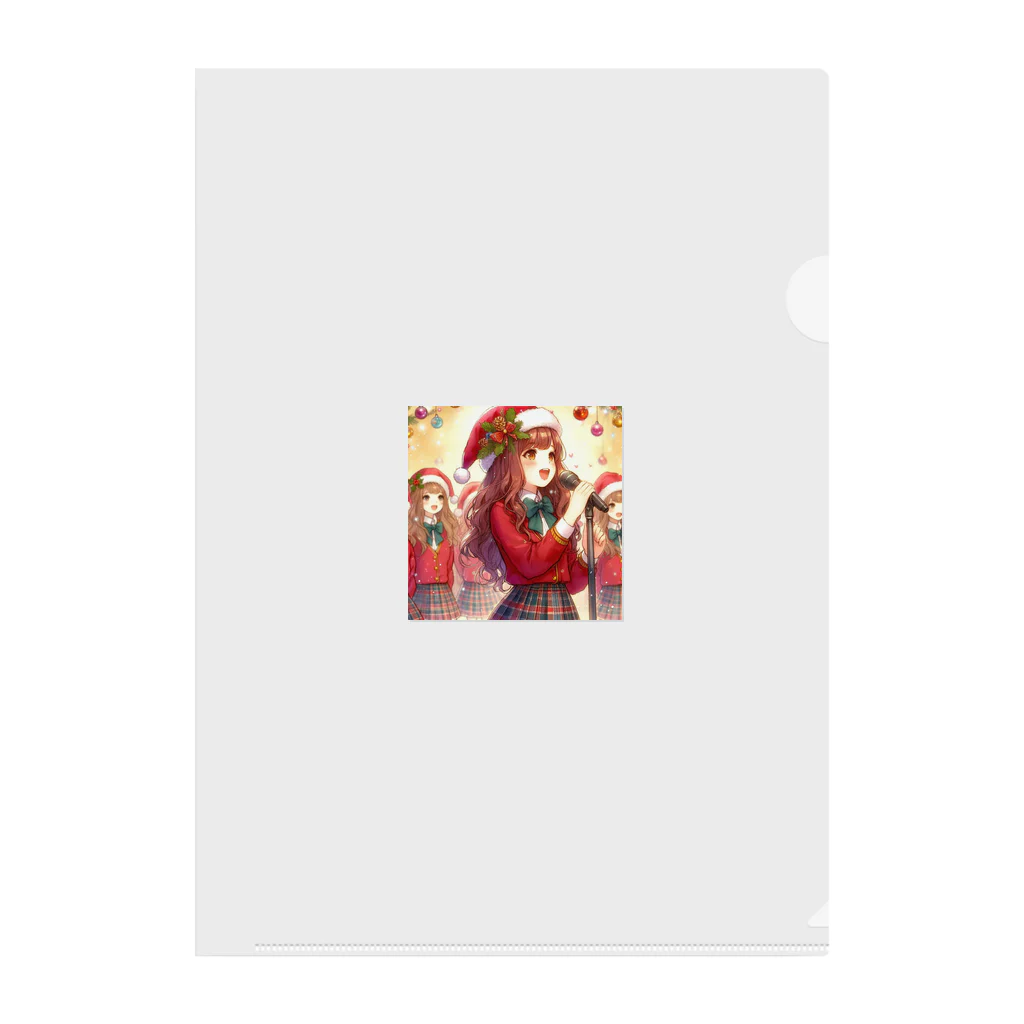 SAKIのクリスマスに歌う女性 Clear File Folder