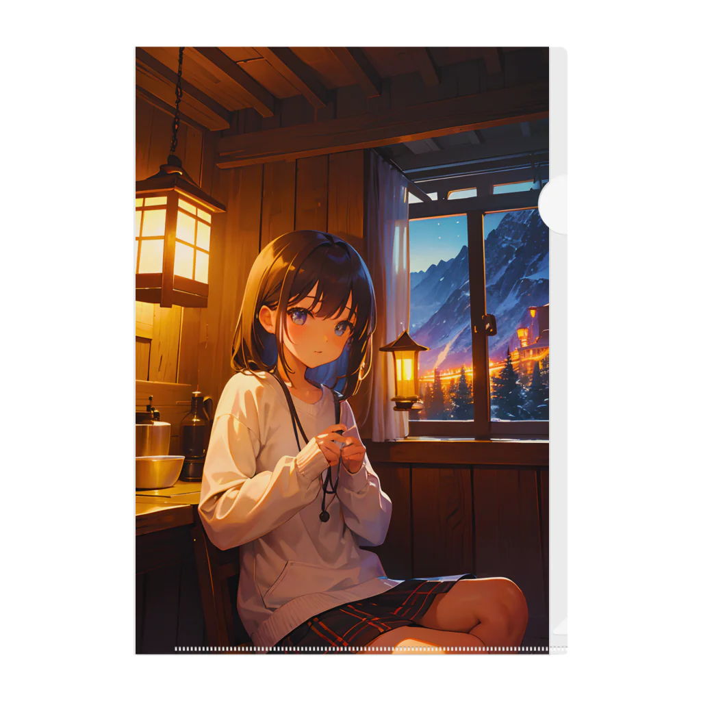 卯月なのかのMountain Journey　〜峻険の先に待つ絶景の旅〜　No.4「山小屋での夜」 Clear File Folder