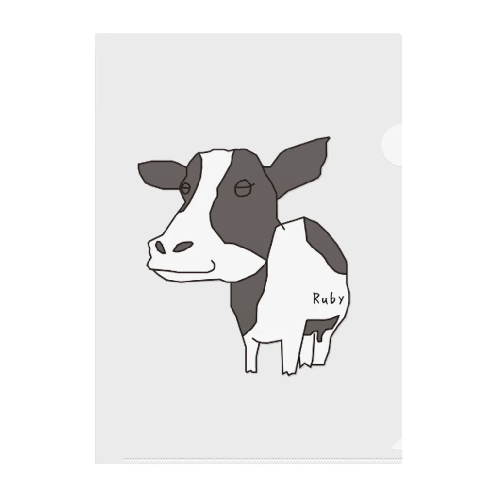 牛グッズ屋さんRubyのRubyホルスタイン牛さんロゴ Clear File Folder