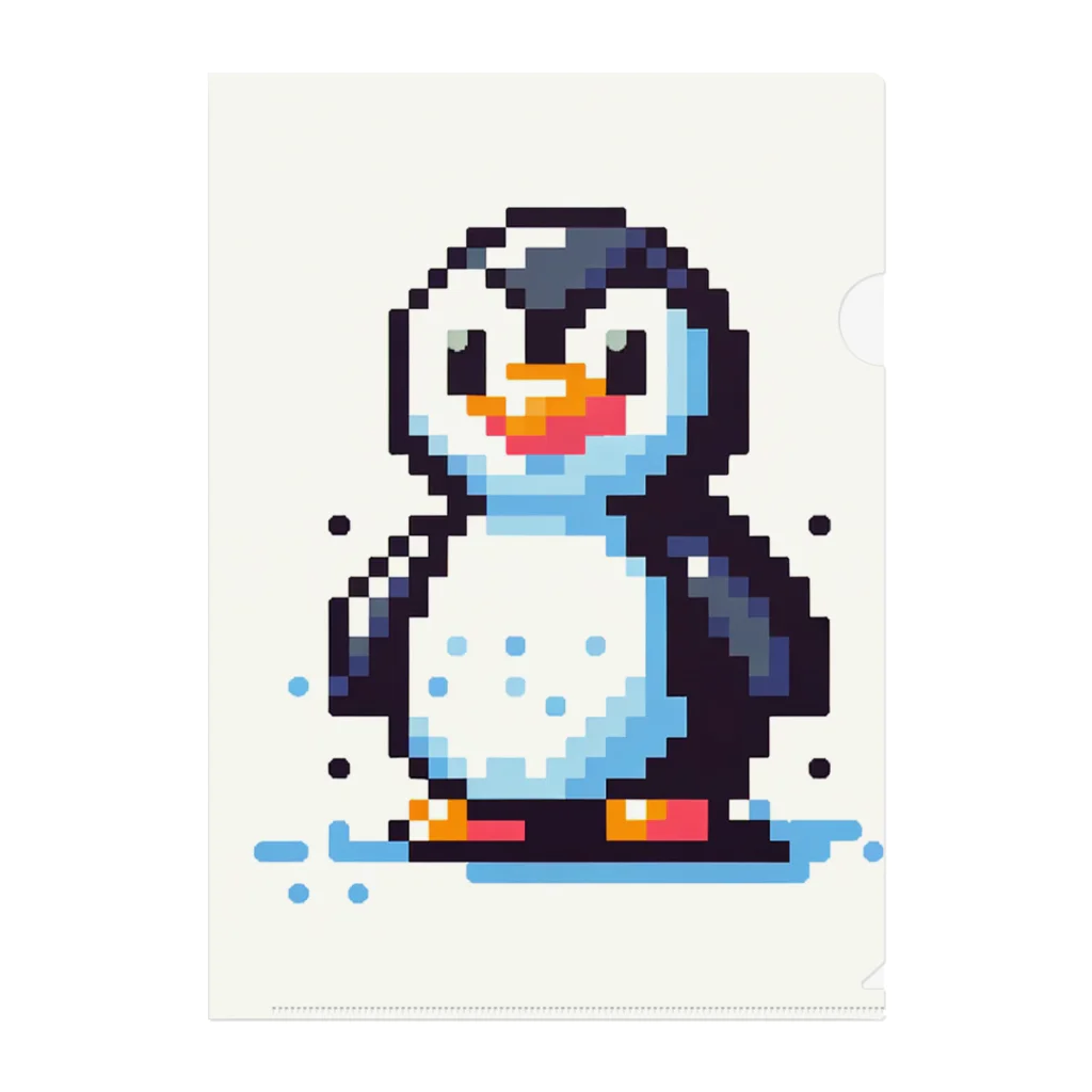 pixel屋さんのペンギンのpixelアート クリアファイル