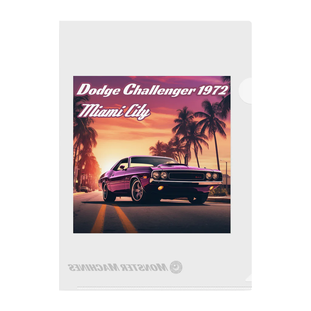 ｱｰﾄｷﾞｬﾗﾘｰ こっそり堂 (笑のDodge Challenger 1972 Miami cityモンスターマシーン Clear File Folder