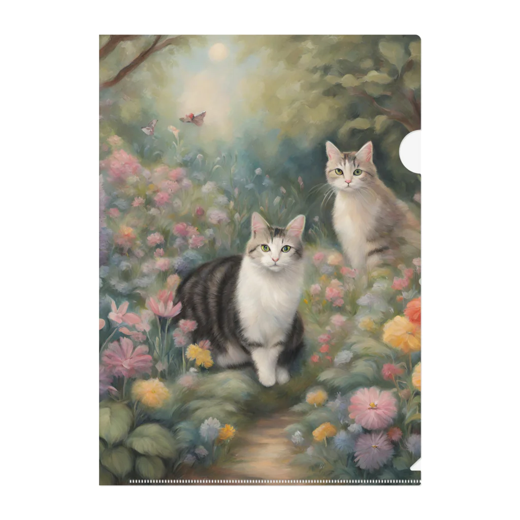 夜のねこの猫の楽園 Clear File Folder