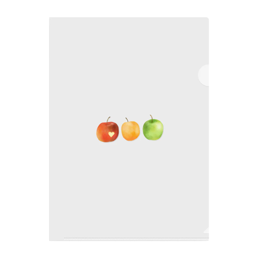 はるるん𖦞 水彩風🎨の三色りんごちゃん クリアファイル