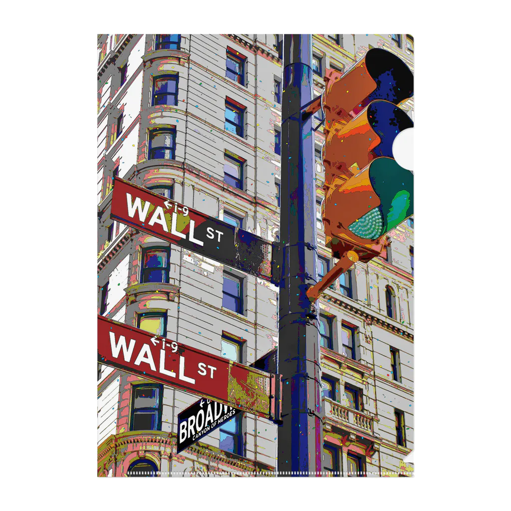 GALLERY misutawoのニューヨーク ウォール街の信号機 Clear File Folder