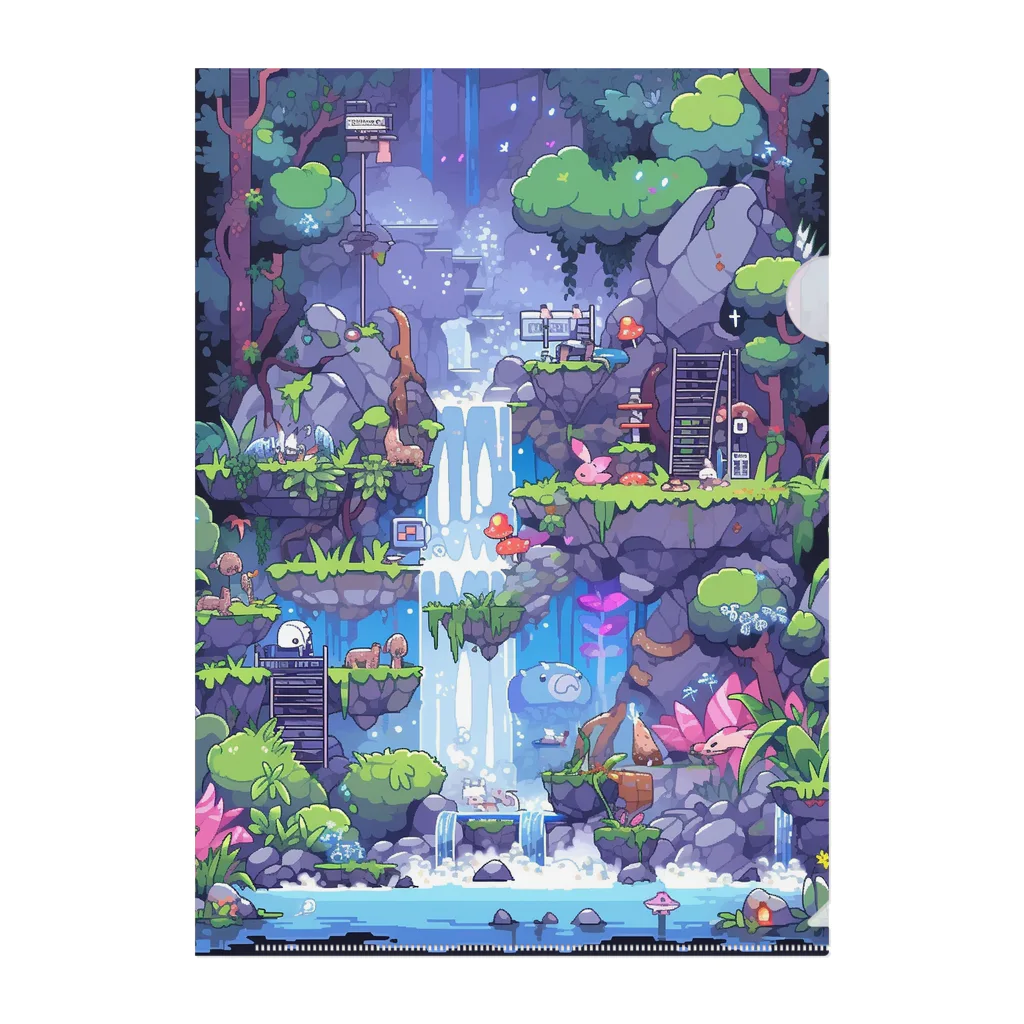 シロクマペンギンのドットの滝 Clear File Folder