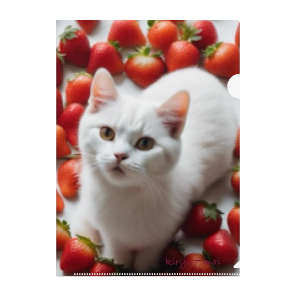 kiryu-mai創造設計のいちごねこ・スクエア Clear File Folder