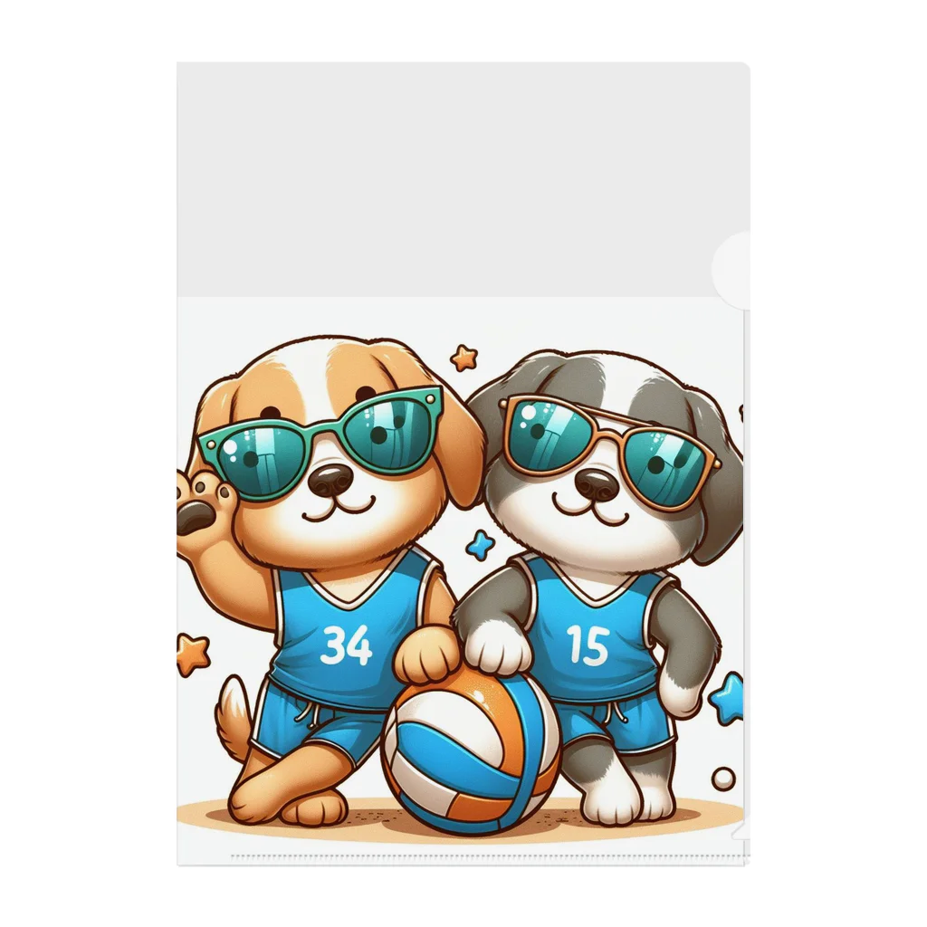 【volleyball online】の可愛らしいバレーボールの犬 クリアファイル