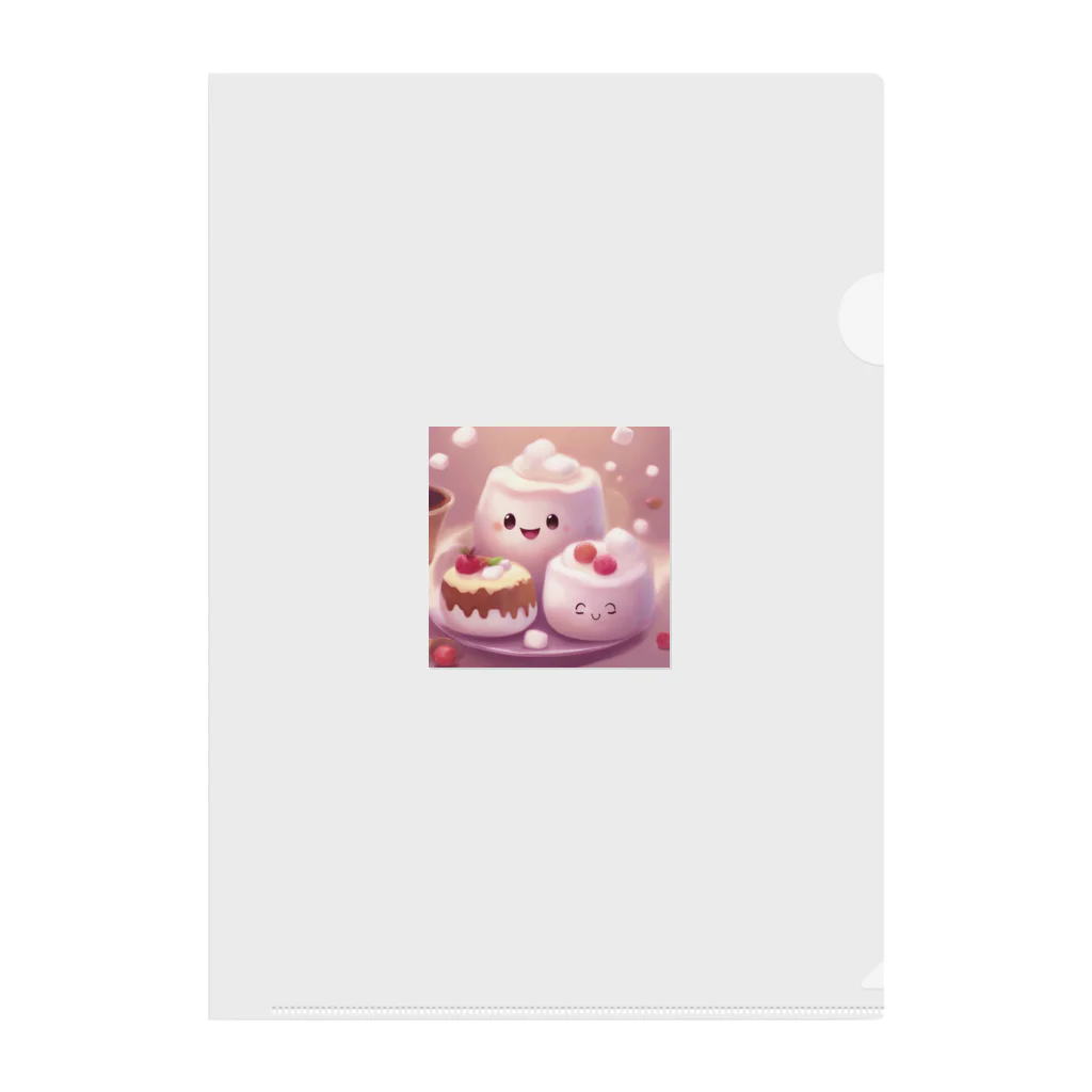 amxafukのふわふわマシュマロかわいいプリン Clear File Folder