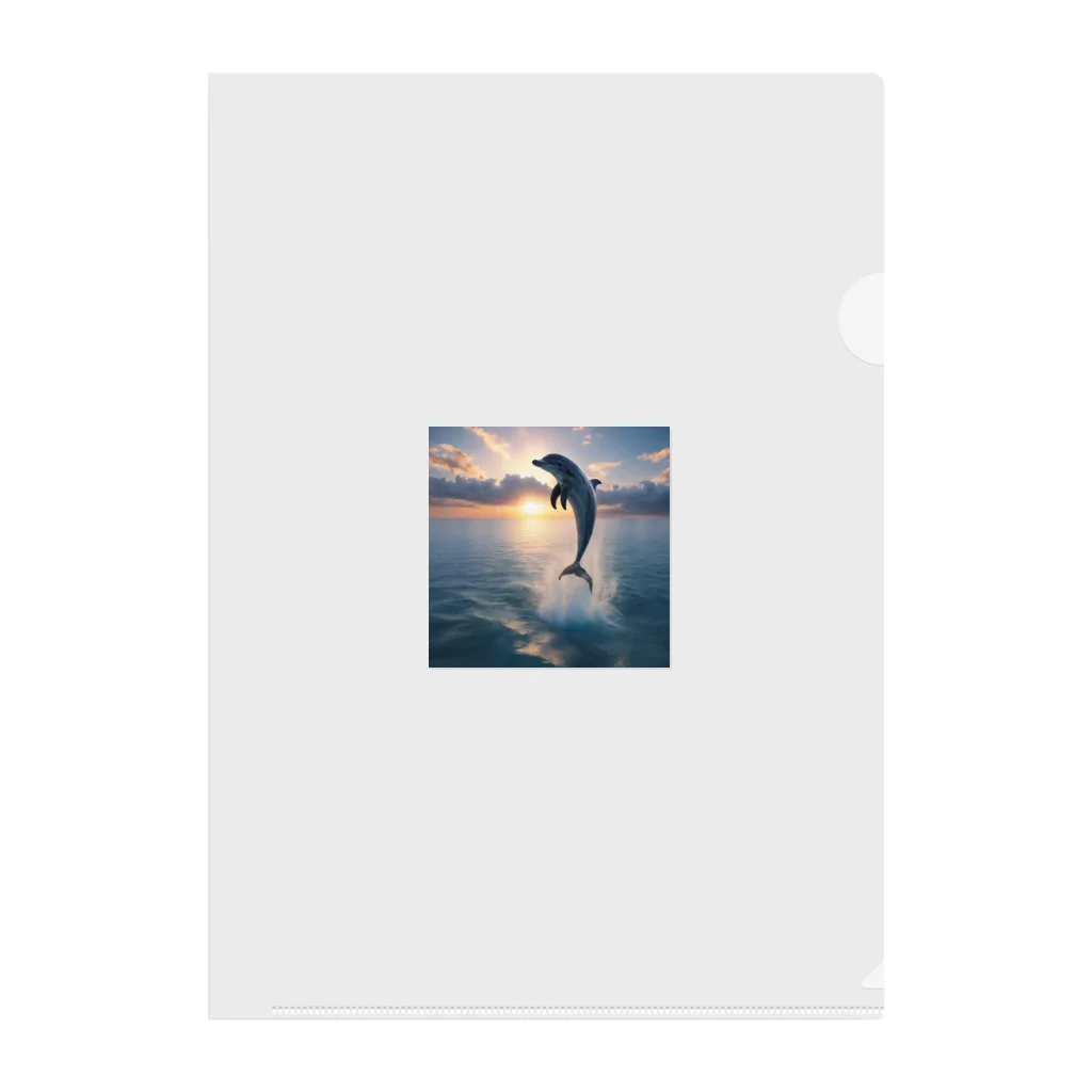 ai美女ショップの夕日とイルカ🐬🌅 Clear File Folder