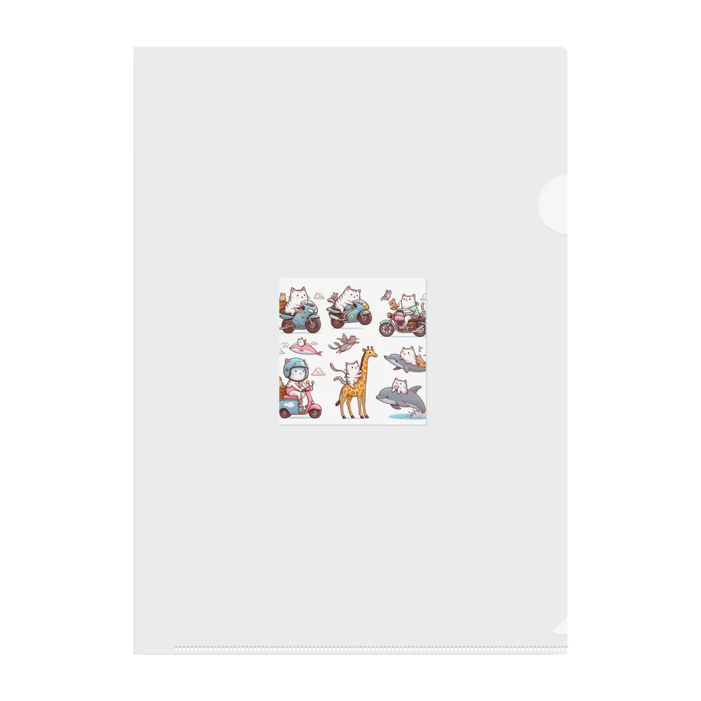 show0504の乗り物ネコ Clear File Folder