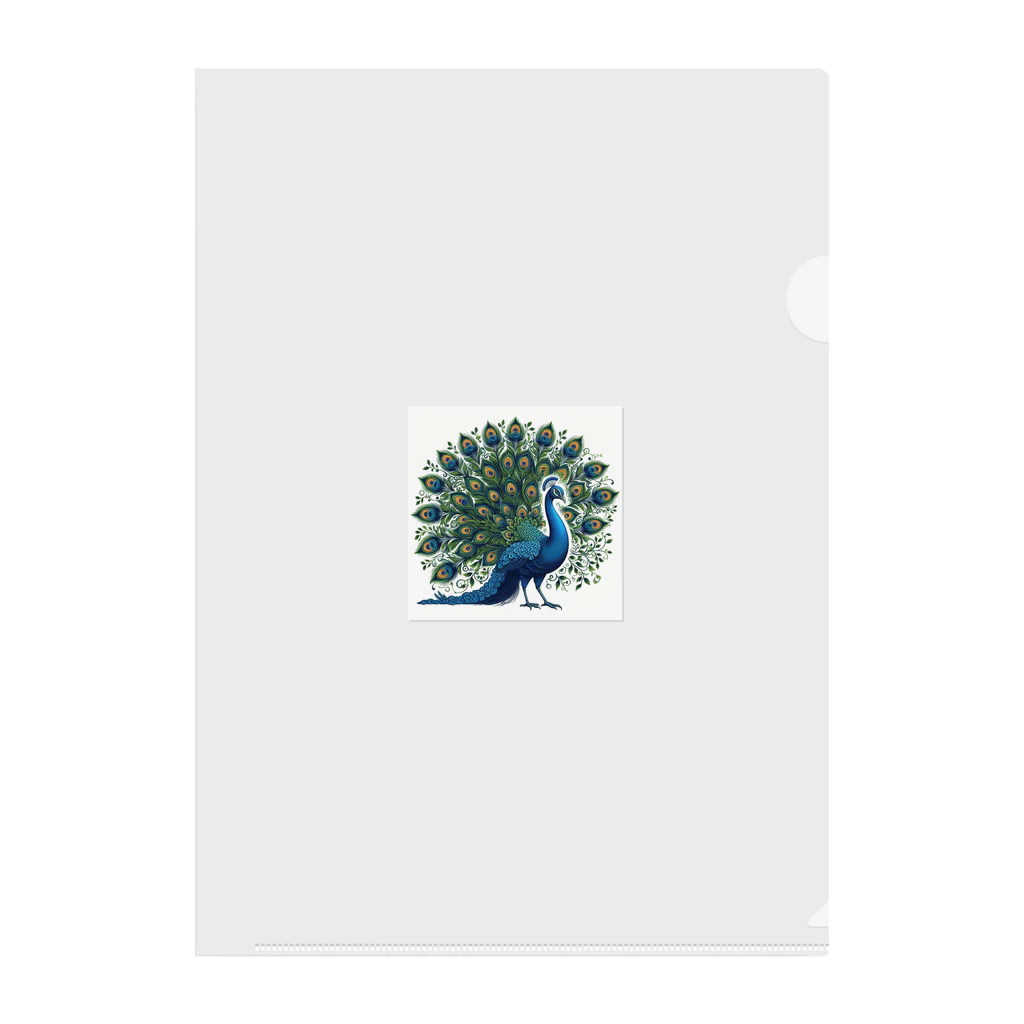 J-Peacockの鮮やかな色彩が輝く孔雀 クリアファイル