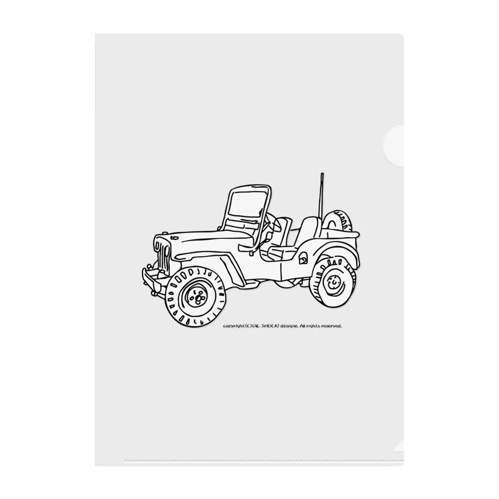 ファンシーTシャツ屋のJeep イラスト ライン画 クリアファイル