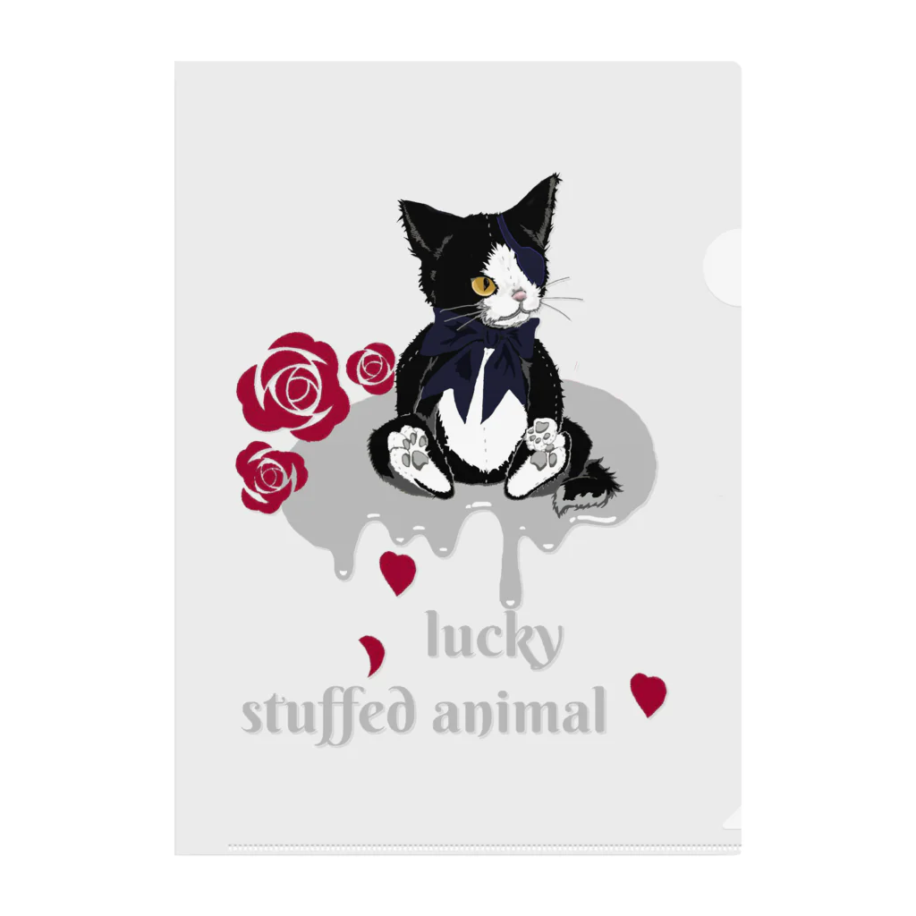 Jasmine工房のlucky stuffed animal 猫 Clear File Folder