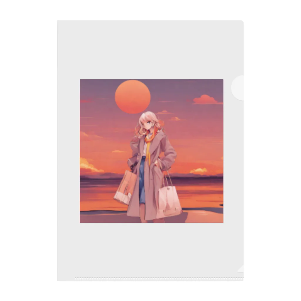 hi__romaの夕日に似合う女性 Clear File Folder