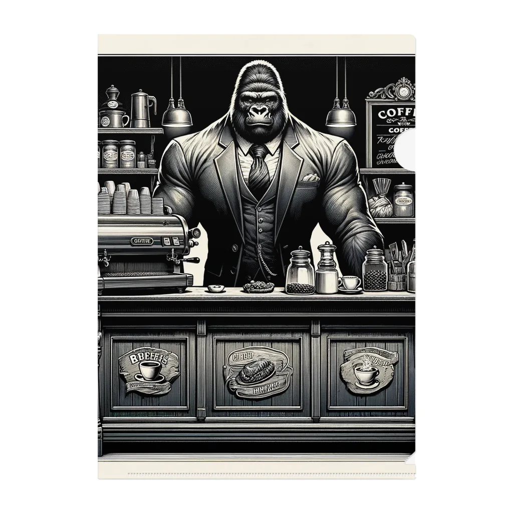 ゴリラショップのThe Mighty Gorilla Coffee Shop  Clear File Folder