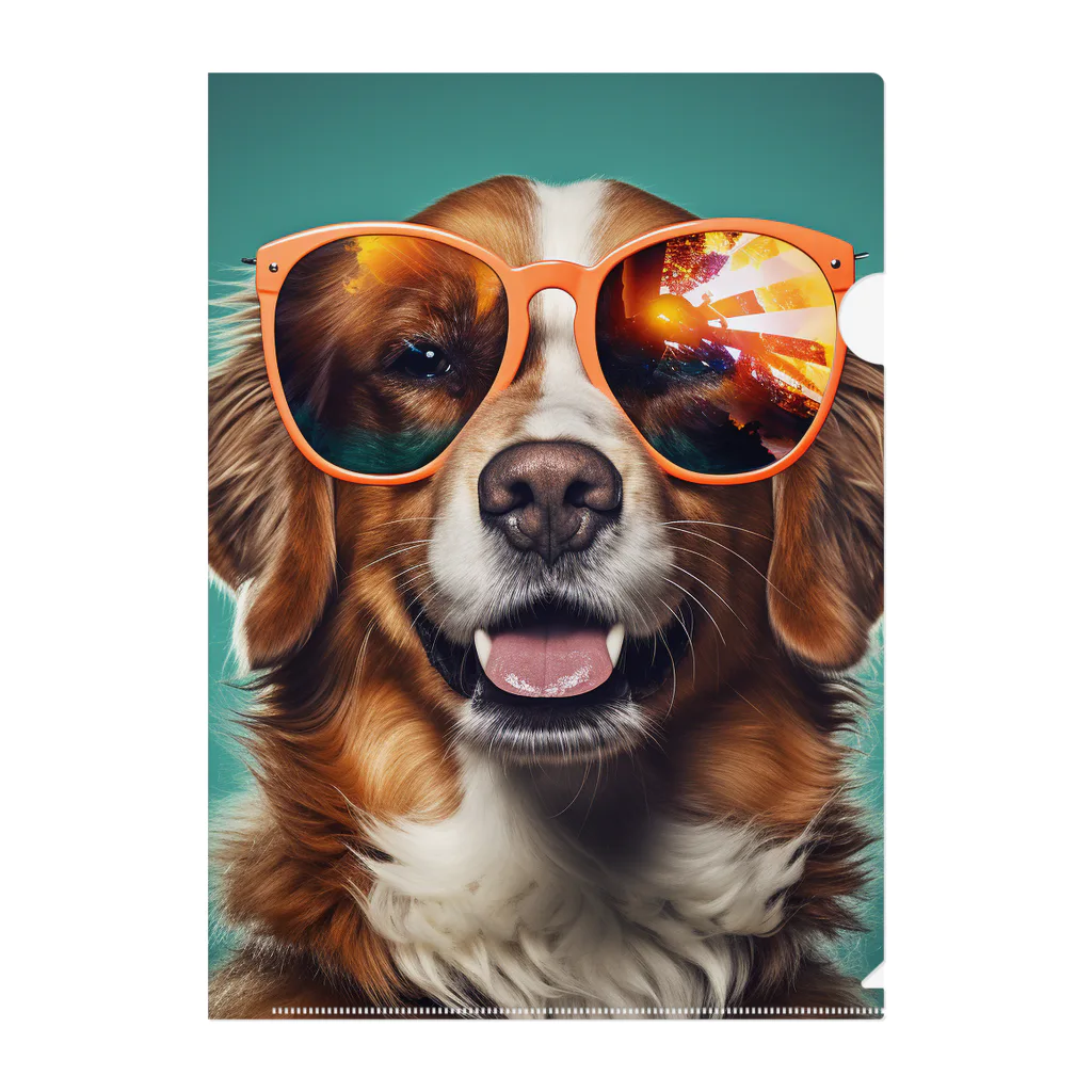 AQUAMETAVERSEのサングラスをかけた、かわいい犬 Marsa 106 Clear File Folder