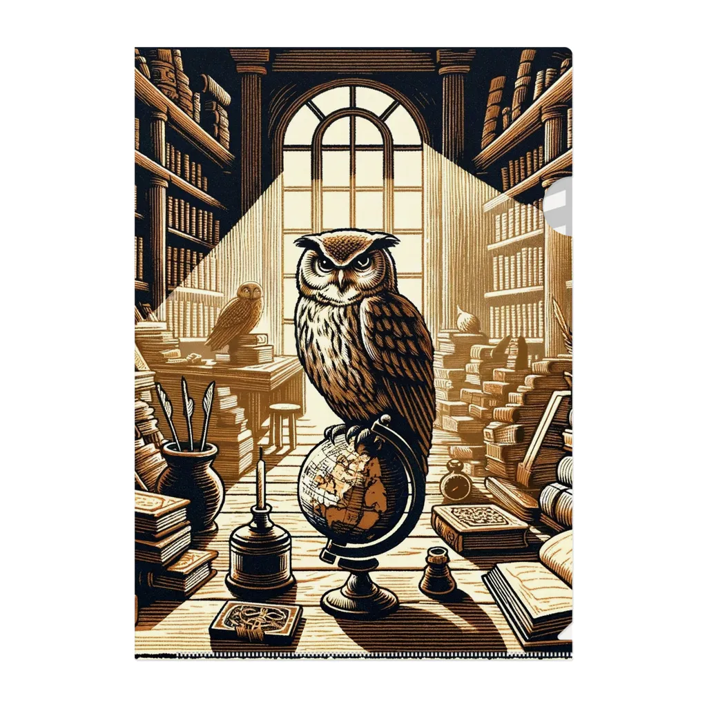 kotpopのOwl and knowledge Clear File Folder