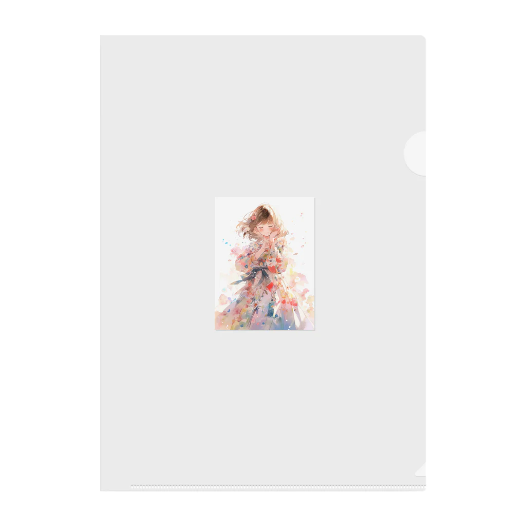 AQUAMETAVERSEの花柄模様の服を着た女性　なでしこ1478 Clear File Folder