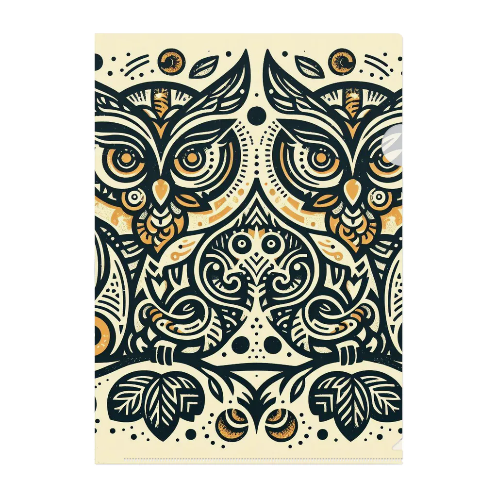 kotpopのSymmetrical Owls Clear File Folder