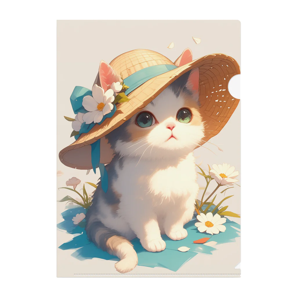 AQUAMETAVERSEの帽子をかぶった可愛い子猫 Marsa 106 Clear File Folder