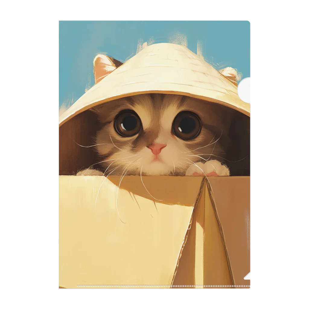 AQUAMETAVERSEの箱からのぞいている子猫　ラフルール　1859 Clear File Folder