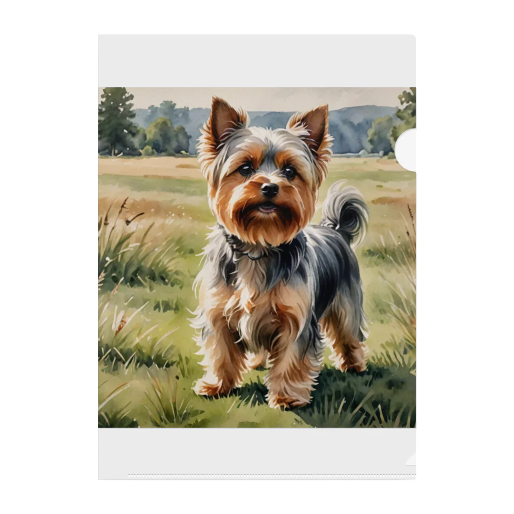 Animal Illustration shopのヨークシャー・テリア　Yorkshire Terrier　水彩画風 Clear File Folder