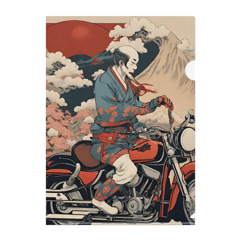 X50000Xのバイクに乗った浮世絵男性 Clear File Folder