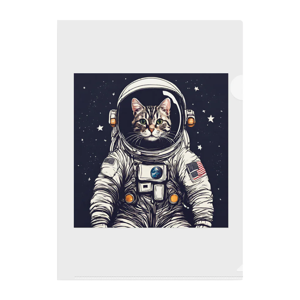 雑貨屋猫布団の猫の宇宙飛行士 Clear File Folder