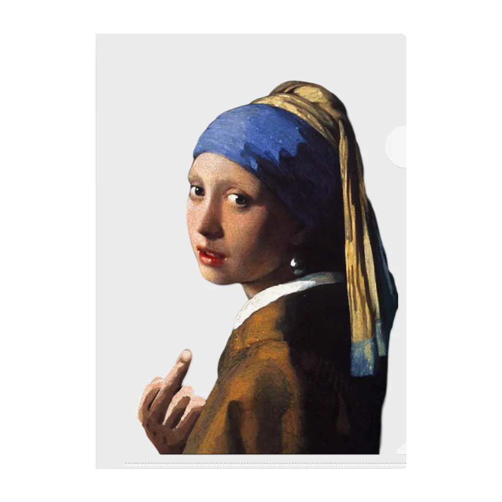 ZOO HOUSEの (真珠の耳飾りの少女) Girl with a Pearl Earring and a Middle Finger クリアファイル