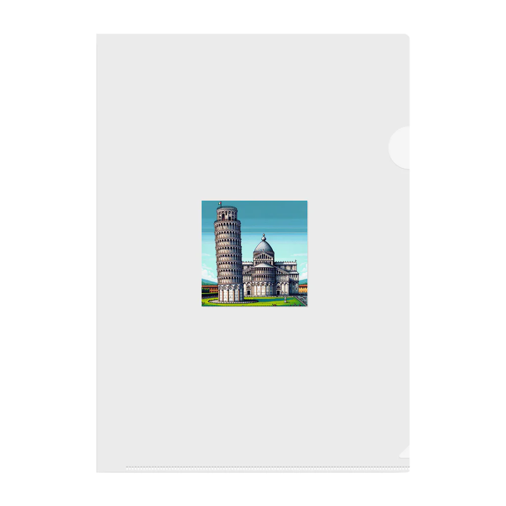Pixel Art Goodsのピサの斜塔（pixel art） クリアファイル