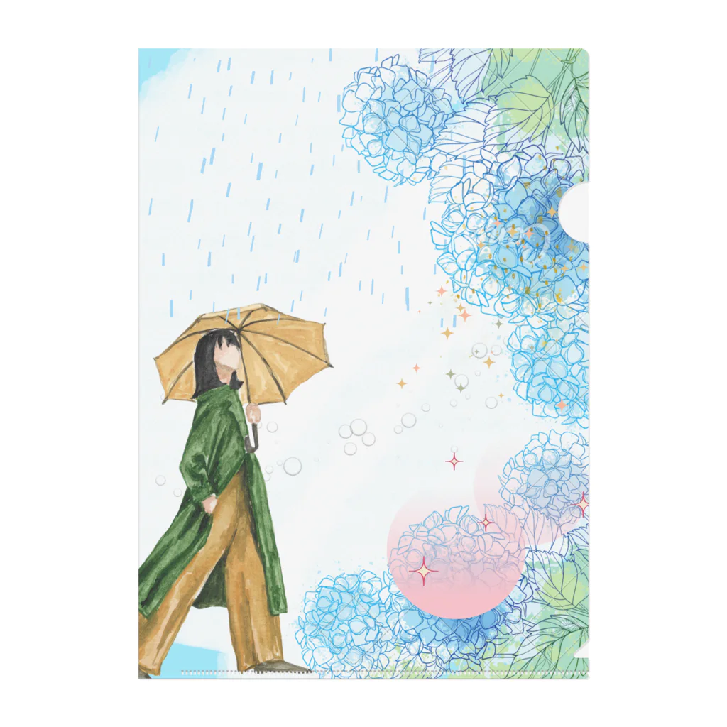 のんきな木の梅雨の散歩 Clear File Folder