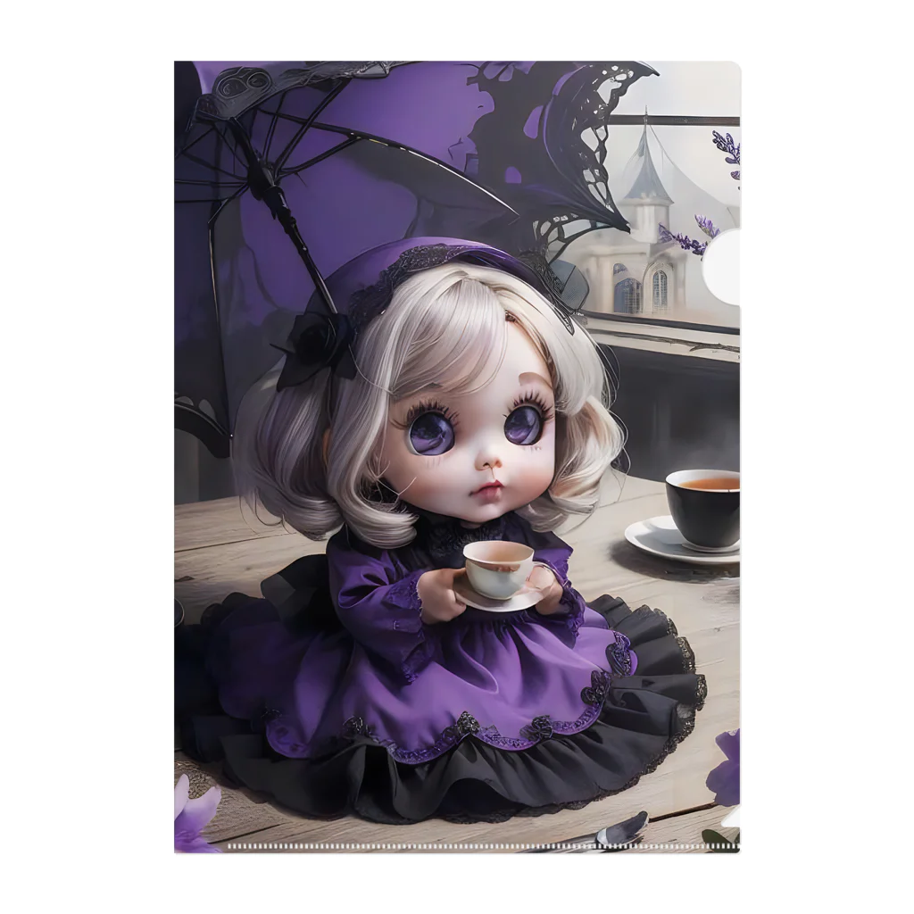 【ホラー専門店】ジルショップの黒と紫のゴシックドール Clear File Folder