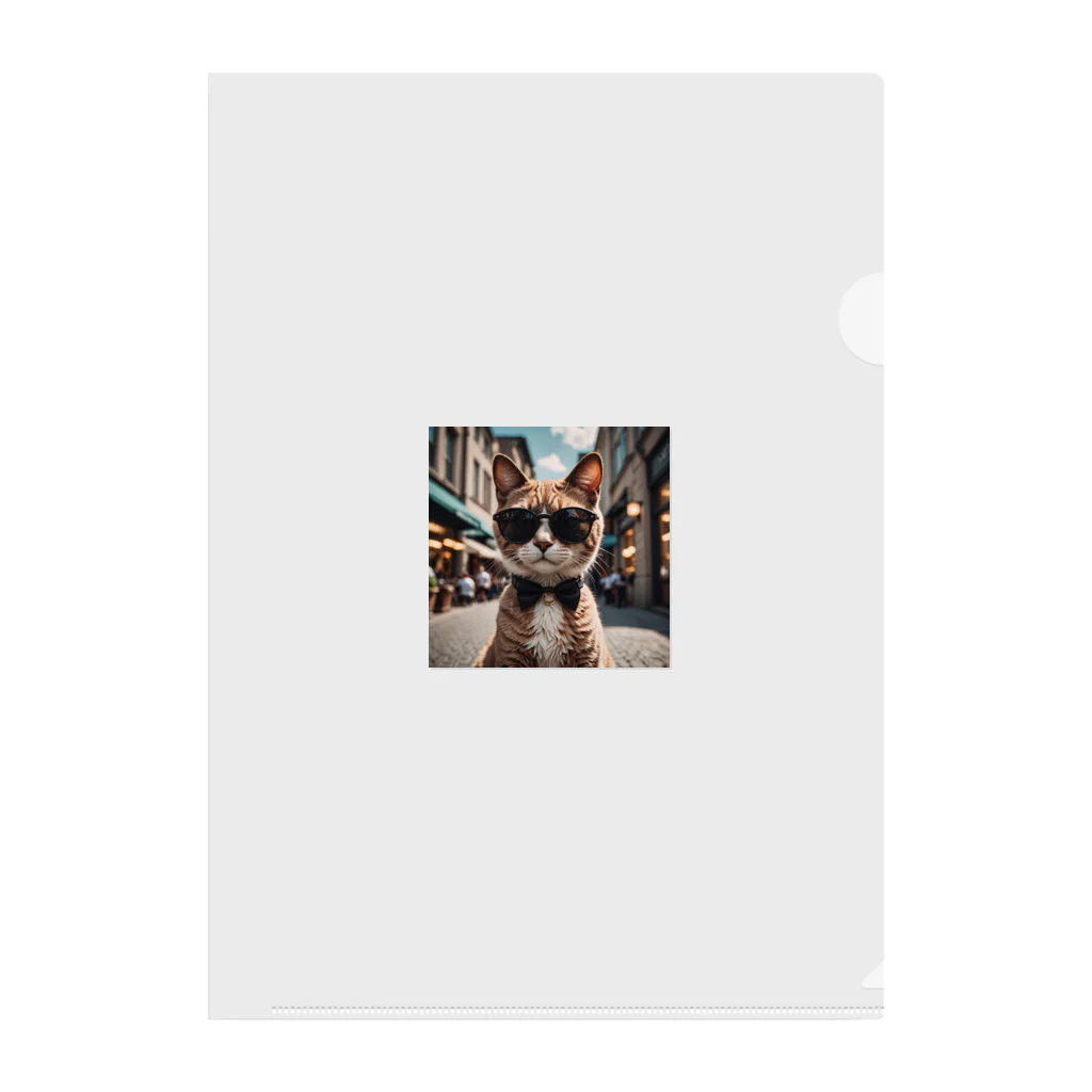 oz-chanのサングラスを掛けているモデルマンチカン猫 Clear File Folder