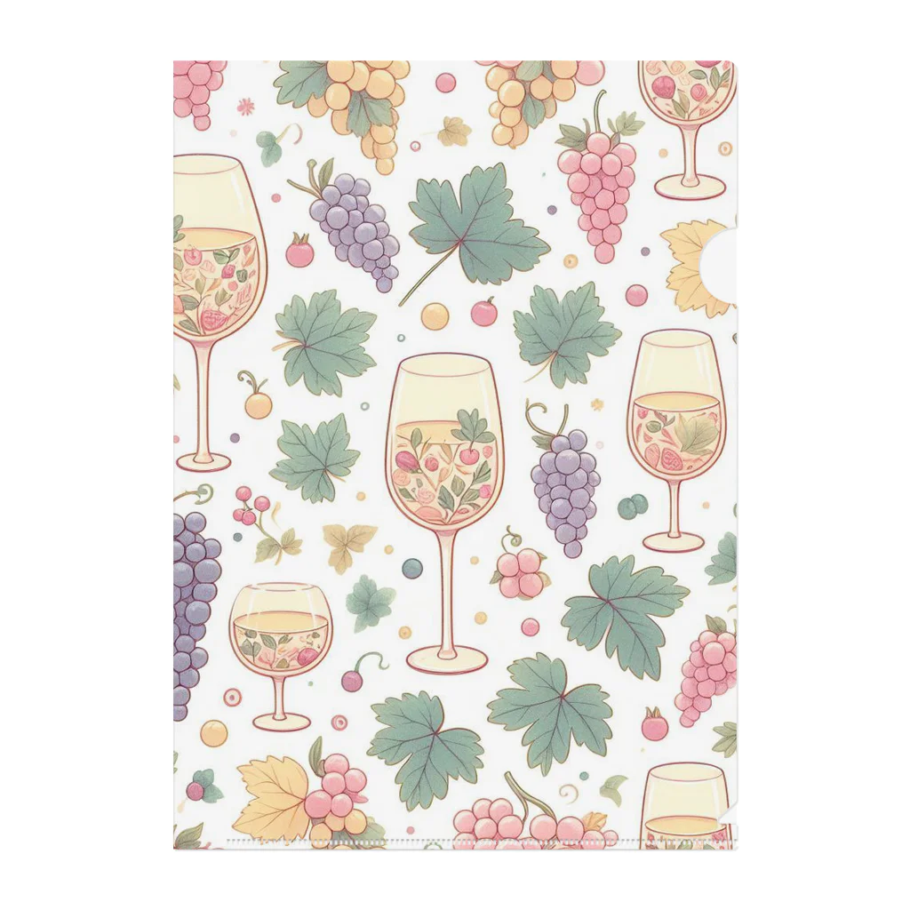 MOONY'S Wine ClosetのWine and Grapes Clear File Folder