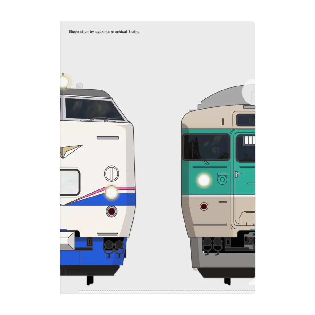 sushima_graphical_trains / SHI-DEの福井の列車No.1_485系1000番 / 113系77 Clear File Folder