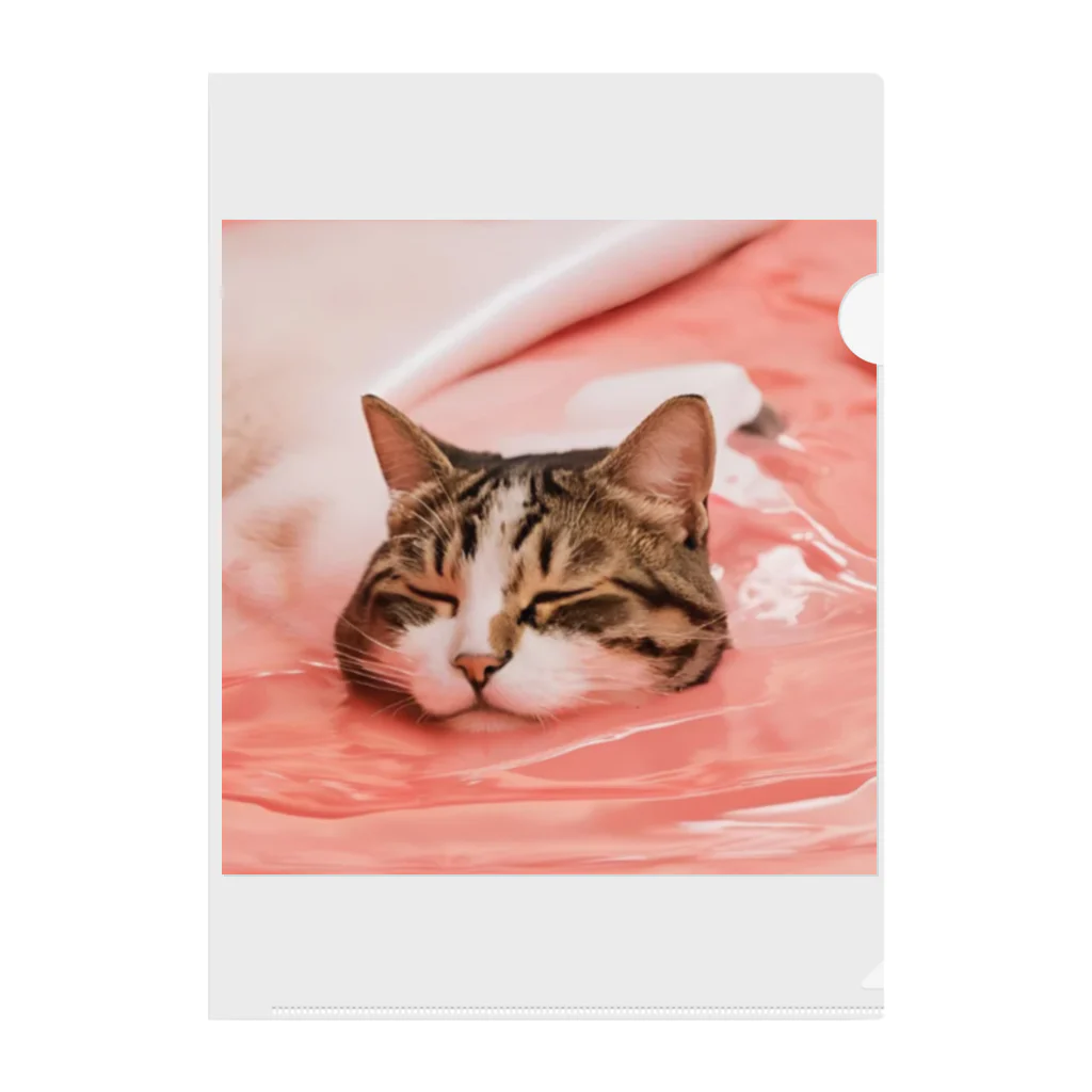 yume-neko-houseのとろける猫 Clear File Folder