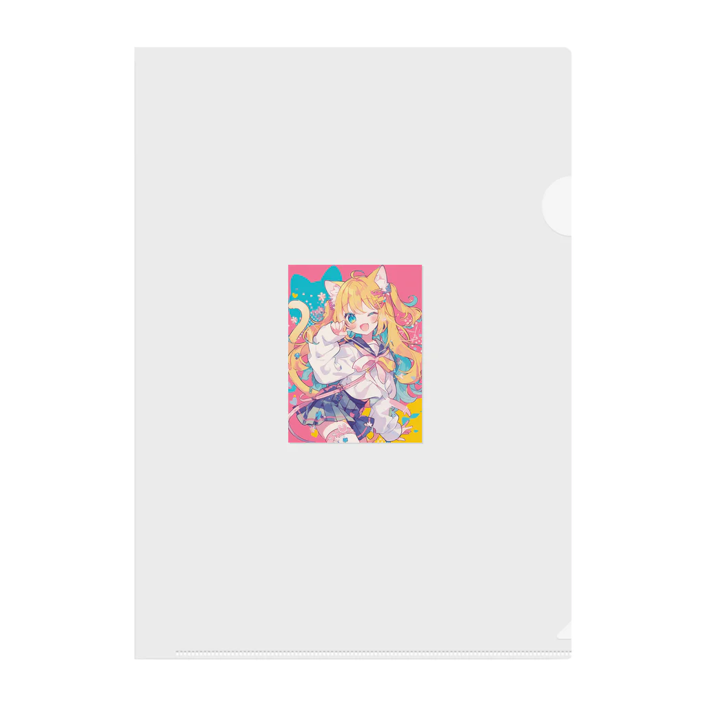 no_mi_Ke08のカラフルな猫耳の女の子のキャラクター Clear File Folder